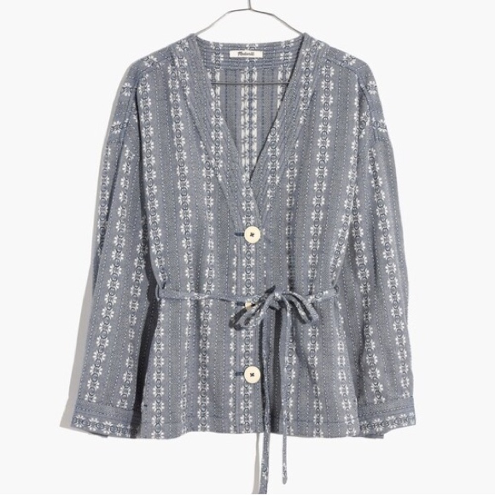 Madewell Floral Jacquard Tie-Waist Jacket - size M